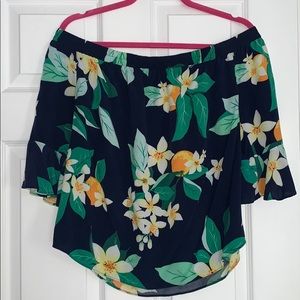Old Navy Floral and Orange Off The Shoulder Shirt